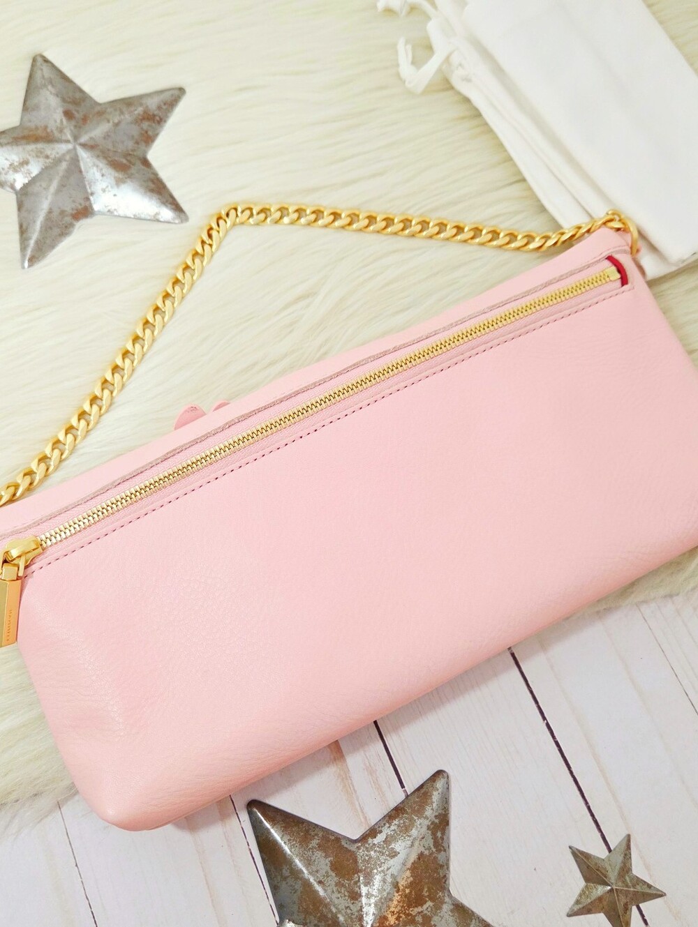Hammitt Invitation Brushed Gold Floral Clutch bag Flamingo pink pastel new NWT - Picture 6 of 8